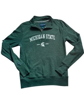 Vintage JanSport Michigan State Spartans MSU Quarter Zip Pullover Mens L Green